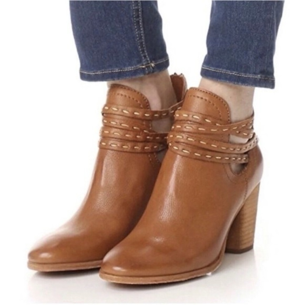 Frye Naomi Pickstitch Shootie Whiskey Brown Leather Ankle Boots Size 7